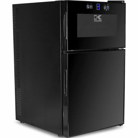 Kalorik - 8 Bottle Black 2-in-1 Mini Fridge and Wine Cooler
